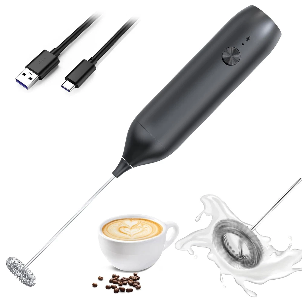 Milk Frother Handheld with USB Type-C Rechargeable, Electric Drink Mixer