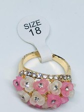 Shiny Handmade Silver Tone Clear Rose Shape Ring Colorful Crystal Stretch Jewelr