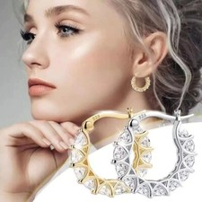 RHINESTONE HOOP EARRINGS Bridal .925 Sterling Silver or 24K Gold Plated Sterlin