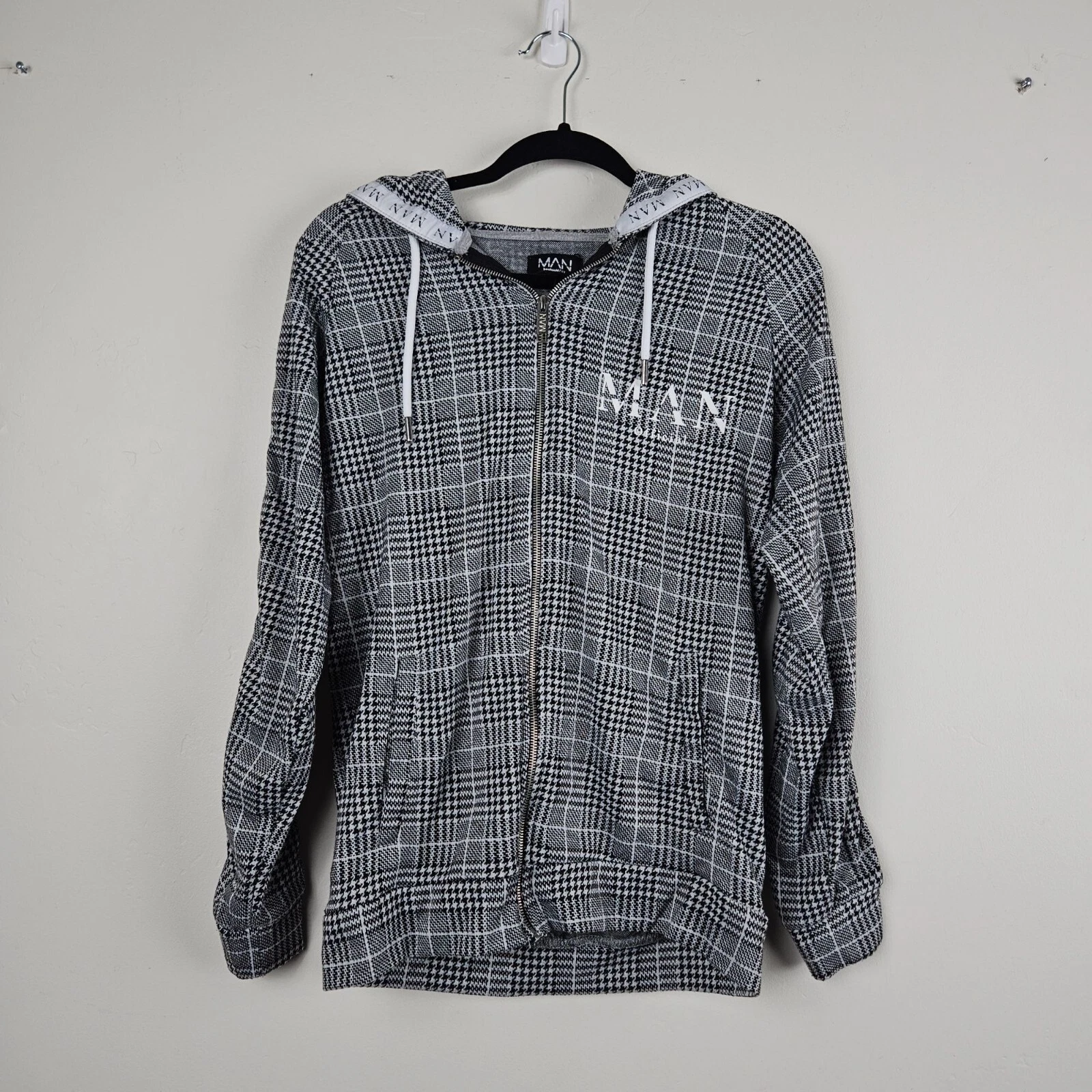 MAN FULL ZIP HOODIE Mens M Houndstooth Soft Comfort Stretch Lightweight
Opens in a new window or tab