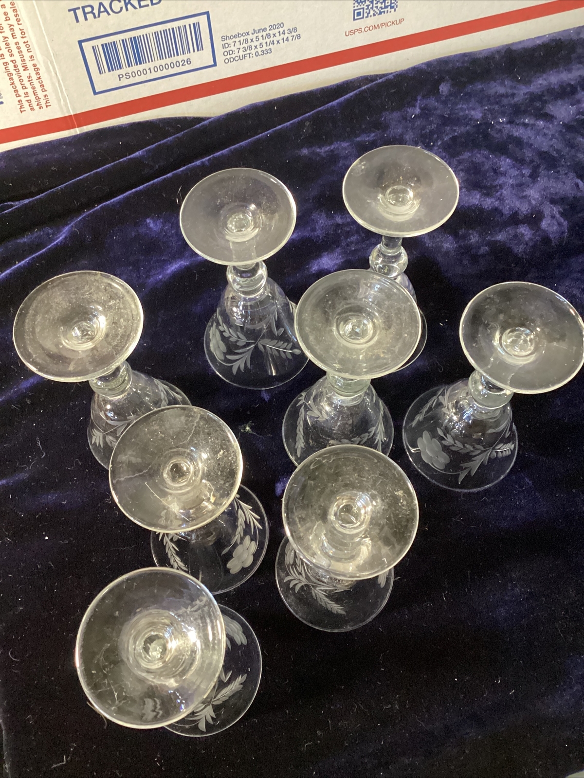 Vintage Set of 8 Small Stem Sherry/Cordial/Shot Glasses, Floral eBay
