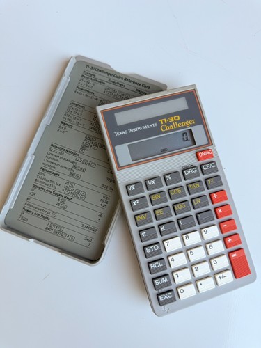 VTG Texas Instruments TI-30 Challenger Solar Calculator Gray Assembled in Italy
