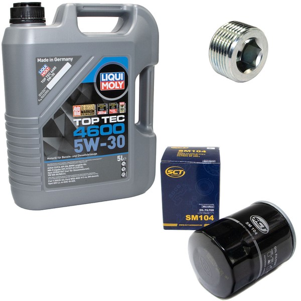 MotoröL Set 5W-30 5 Liter + ÖLfilter SM 104 + Schraube FüR Fiat Doblo Lancia 1.2-image