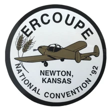 Vtg Ercoupe National Convention 1992 Sticker Newton KS Airplane Pilot Aviation 