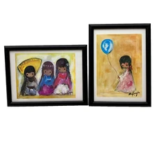 Native SW Prints The Wee Three & The Balloon by Ettore Ted DeGrazia Decor Lot