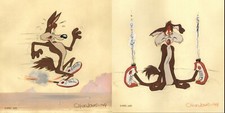 2 LOT Chuck Jones Wile E Coyote Fast n Furryous-1949 Prints Warner Br LE of 149