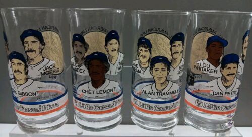 Detroit Tigers 1984 World Series Little Caesars Pizza Complete Set Of 4 Glasses