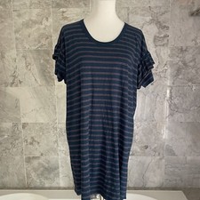 Current/Elliot Blue Peach Winged Striped T-Shirt Dress 1 2/4