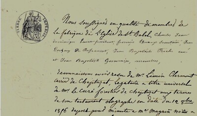 1860 Testament IN Favor Fabrique De Saint-Babel Puy-De-Dôme By Pfarrer Chaptuzat
