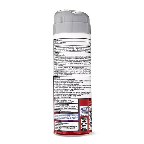 Equate Athlete’s Foot Antifungal Powder Spray Tolnaftate 1% Itch Relief 4.6oz - Picture 7 of 9