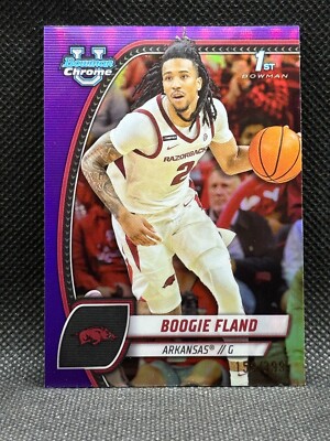 2024-25 Bowman Chrome U Boogie Fland 1st Bowman Purple Refractor /399 Arkansas