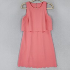 Ann Taylor LOFT Dress Womens 2 Pink Scalloped A Line Sleeveless Feminine Spring