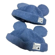 2set Japan Tokyo Disney Resort Ears HeadBand Hat Blue Fluffy CAP park
