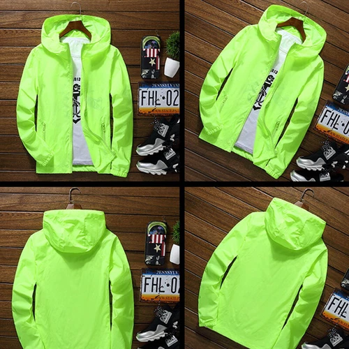 Herren Outwear Leichter Windbreaker Wasserdicht Regenjacke Kapuze Atmungsaktiv - Bild 8 von 25