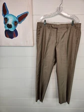 Zanella Mens Devon Dress Pants Beige Twill 100% Wool Size 35