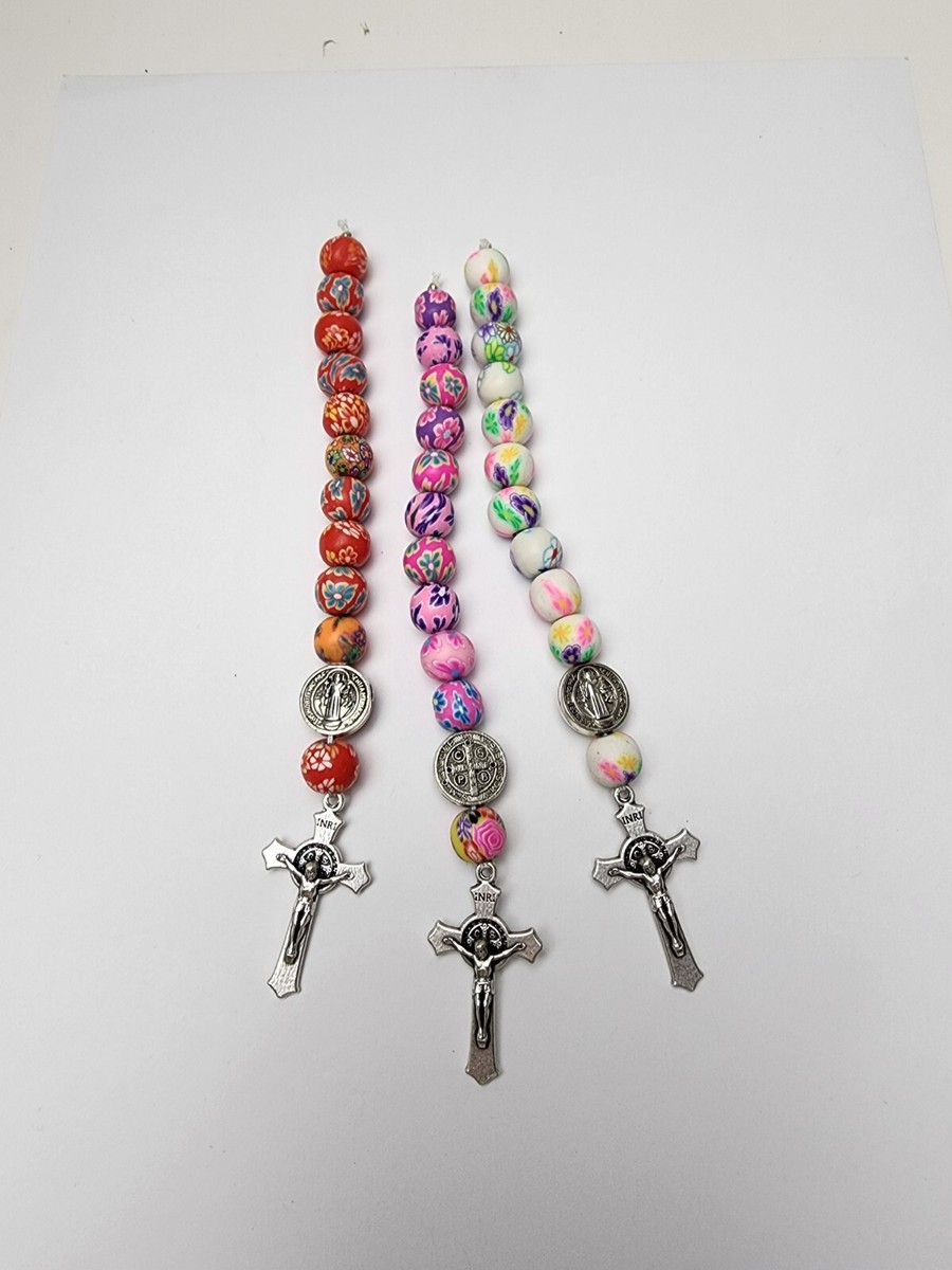 Boho Handmade St Benedict Decade Rosary Catholic Pocket Prayer Beads
