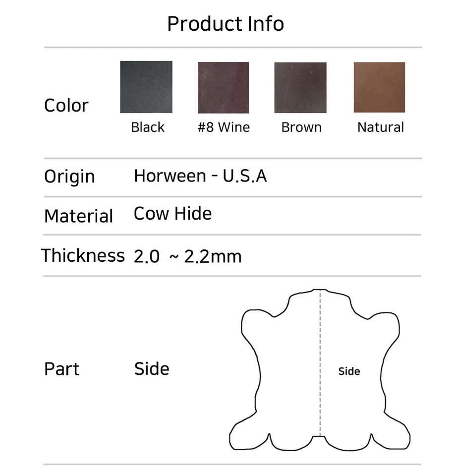 Chromexcel Leather Piece - Horween, 2.0~2.2T, combination tanned,leathercraft - Image 4 of 4