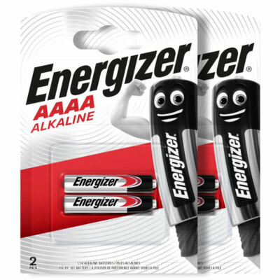 4 x Energizer AAAA batteries Alkaline 1.5V MX2500 E96 LR61 MN2500 Pack of 2