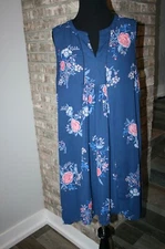 DR 2 Womens Navy Blue Floral Sleeveless Shift Dress SZ XL
