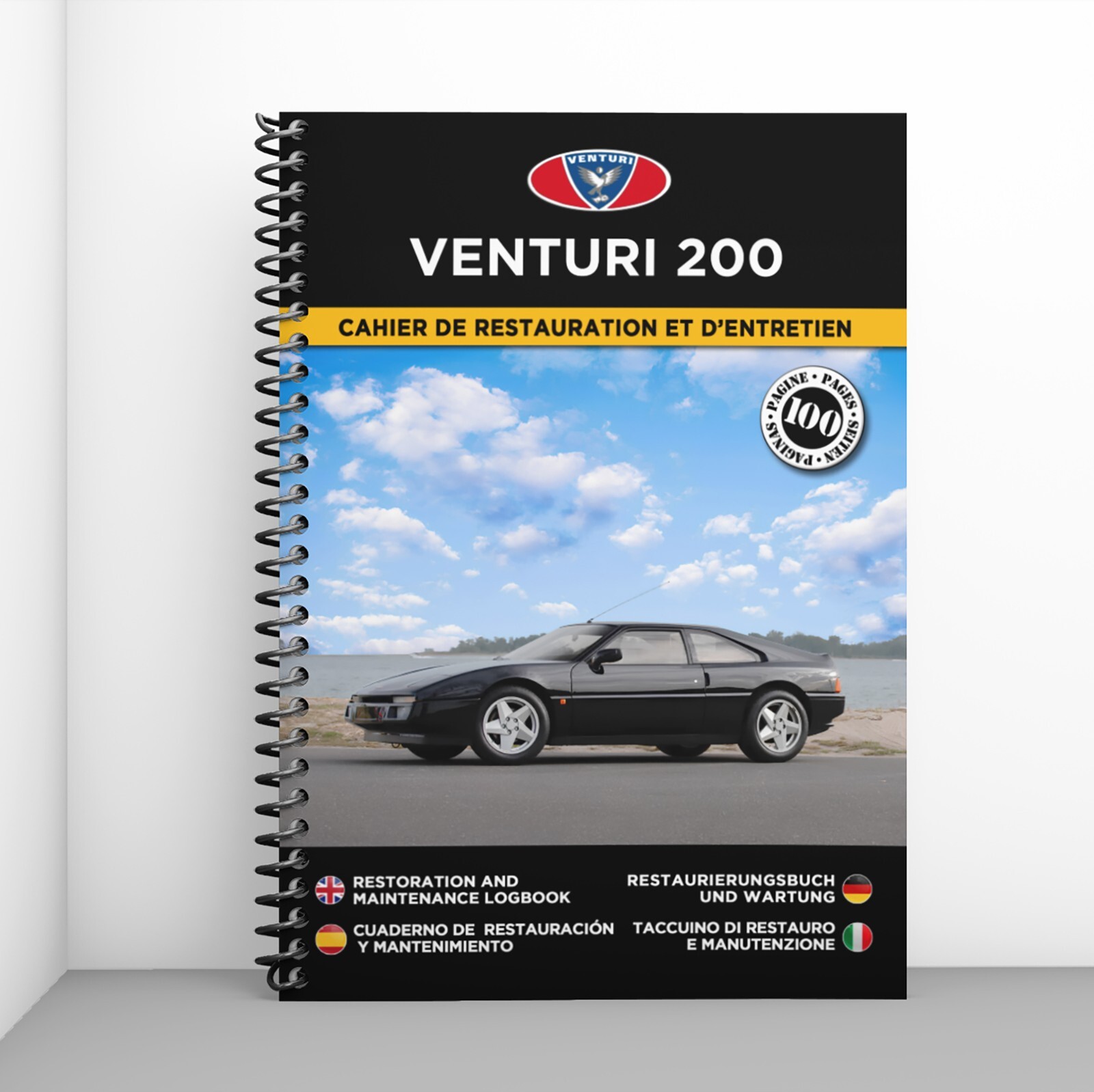 Cahier de restauration Venturi 200 édition prestige de maintenance automobile avec reliure club