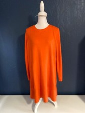 ASOS Sweater Dress Size 12 Orange Ruffle Bottom Long Sleeves Crew Neck