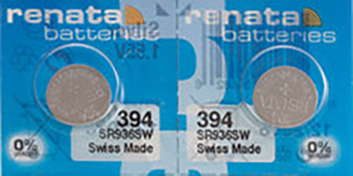 2 x Renata 394 Watch Batteries, 0% MERCURY equivalent SR936SW, Swiss Made