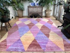 NEW MADE HANDWOVEN CARPET COLOURFUL HARLEQUIN DESIGN