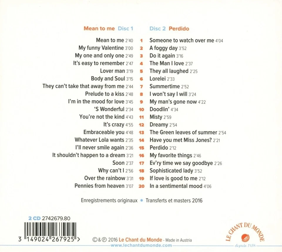 Sarah Vaughan: Mean to me-Perdido (2 CDs)+ Dizzy Gillespie/ Clifford Brown u.a - Bild 2 von 2