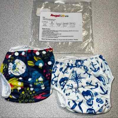 2 pair pack Angel Love swim diaper cover size 0-2 years pirate fish