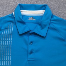 Under Armour Polo Shirt Men's Extra Large Blue Stripe Golf Performance Heatgear
