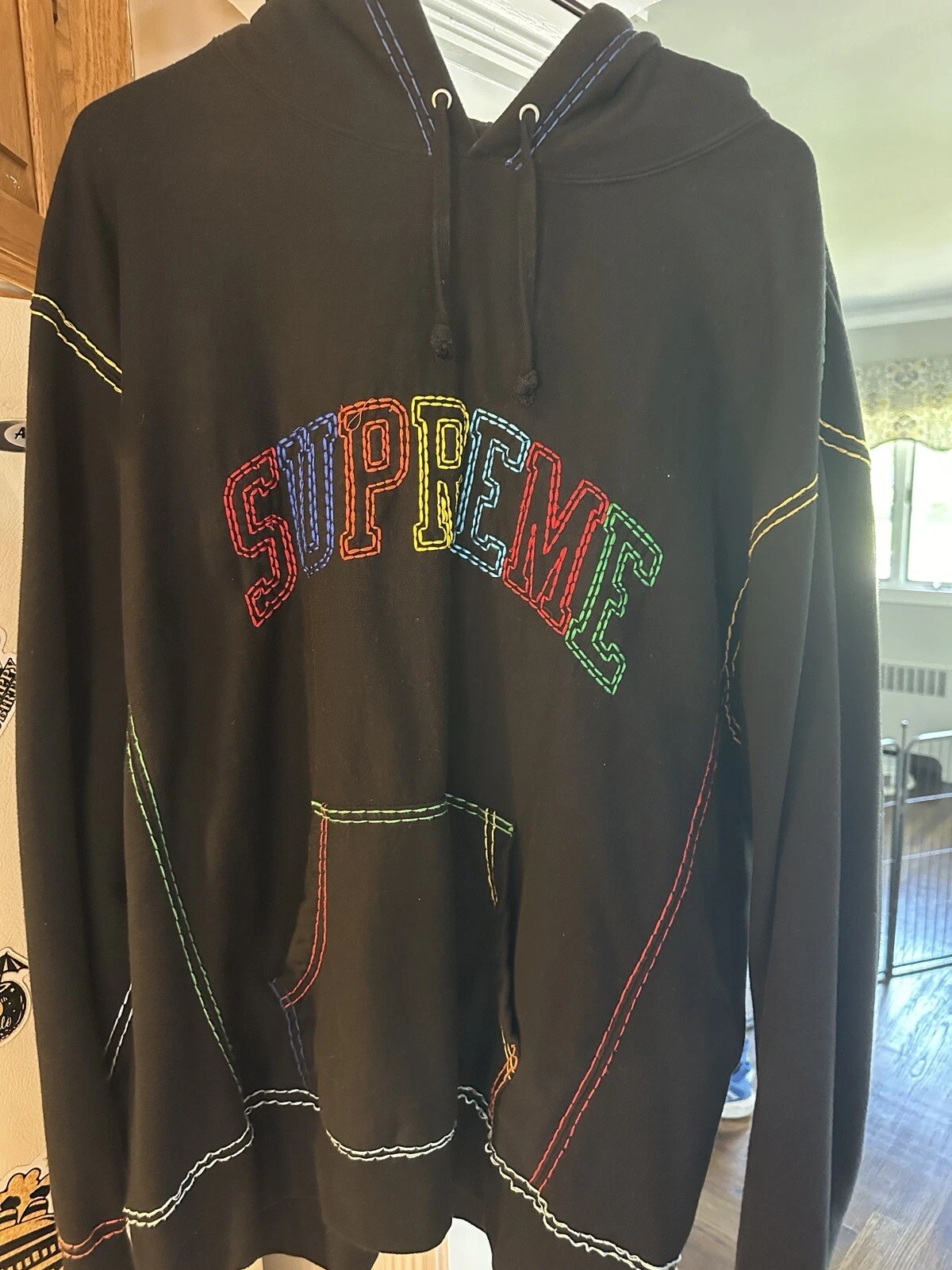 Sweat shirt à capuche Supreme Big Stitch noir XL