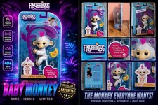 WowWee Fingerlings Interactive Baby Monkey Mia Purple White Hair Bonus stand NEW