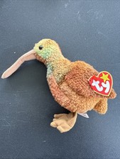 Vintage Ty Original Beanie Baby Beak the Kiwi Bird, 1999 Rare Plush