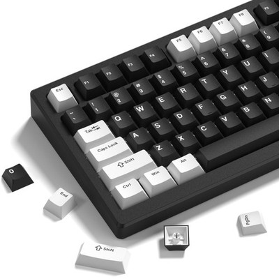 138 PCS Black White Double Shot PBT Cherry Keycap Fits 61/64/68/84/87/100