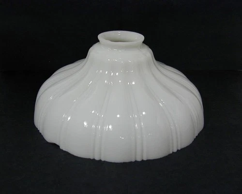Vtg Industrial Sheffield Opal White Milk Glass Light Lamp 9” Shade 2 ¼” Fitter D