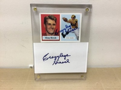 Lot of 2 - Elroy Legs'' Hirsch Autographed Index Card and Topps Card w/ Holder