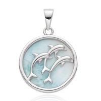 Larimar Sterling Silber Delphin AnhäNger, Dominikanisch 10,3Ct