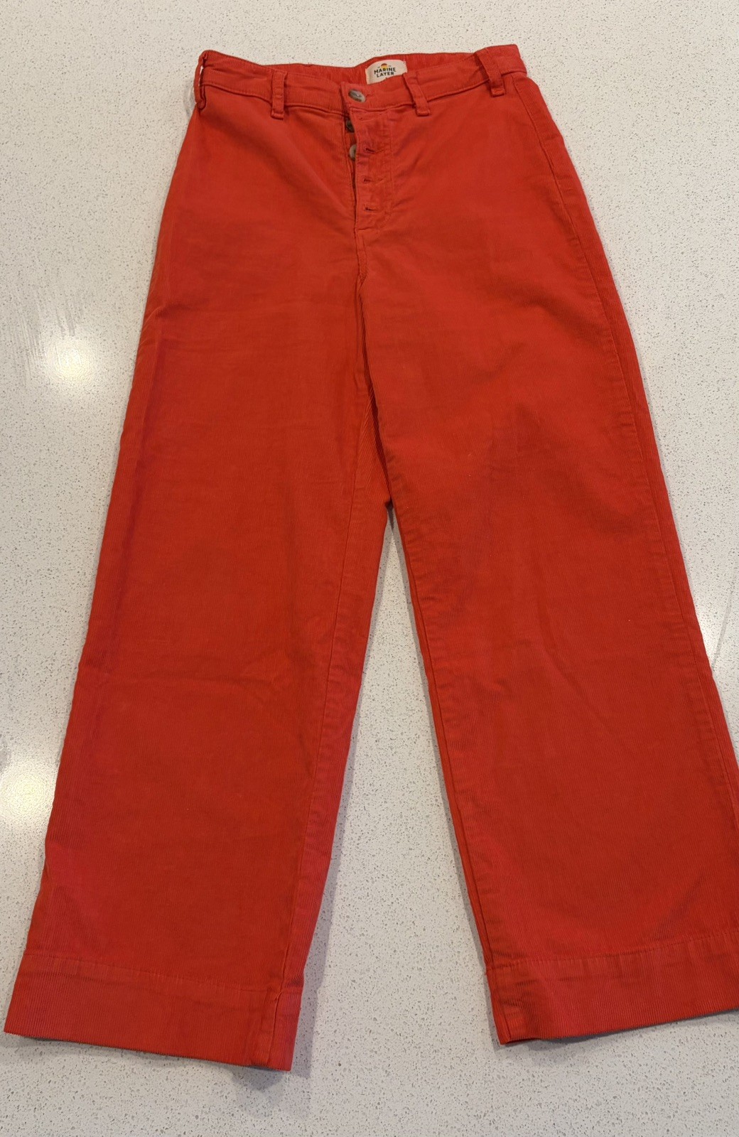 Marine Layer Women’s Tally Corduroy Cropped Red Wide Leg Pants Size 6 Pockets