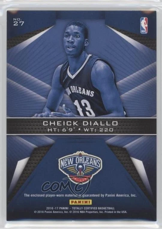 2016 Totally Certified Fabric of the Game Rookie Materials Cheick Diallo #27 RC - Image 2 of 2