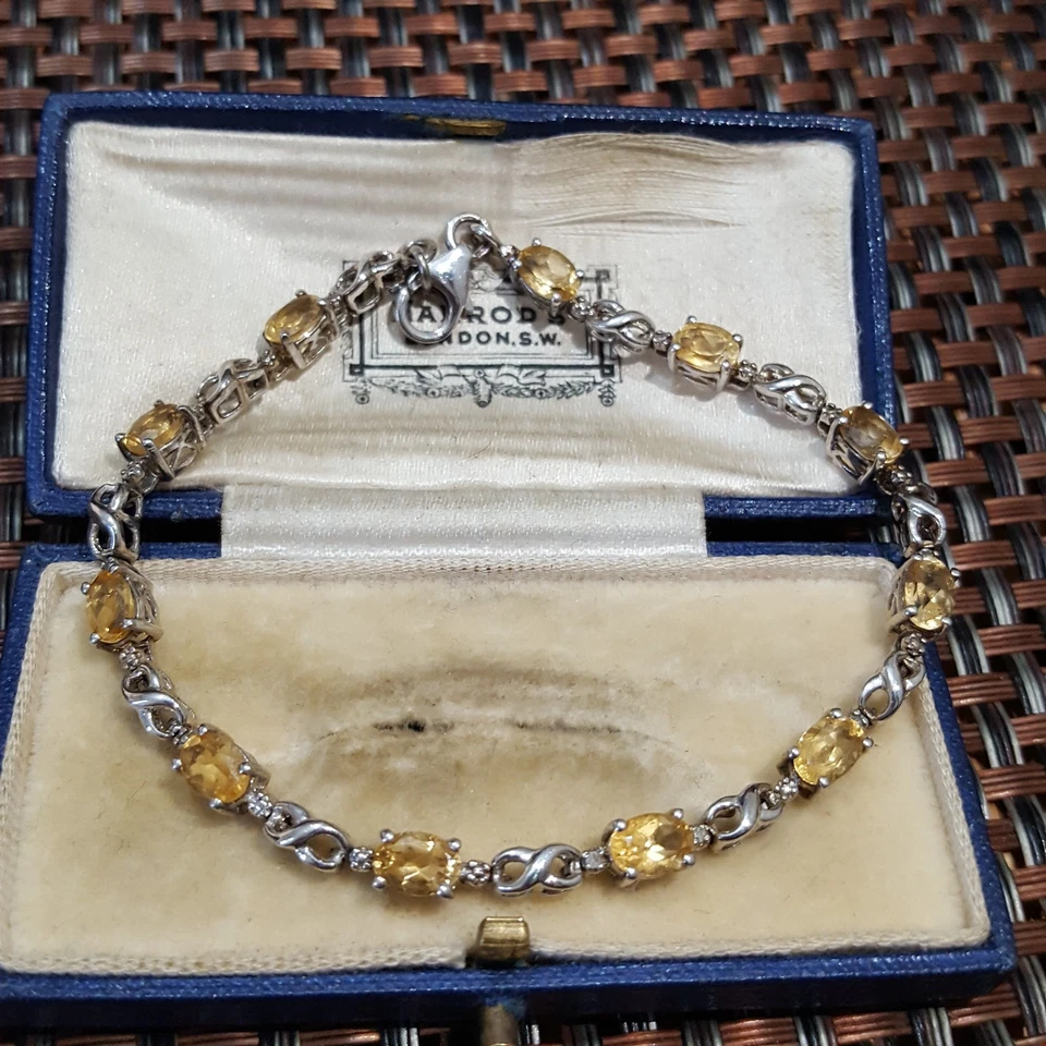 925 Sterling Silver Tennis Bracelet, Natural Citrine Gemstones, 5.39ct, 7.8" - Image 4 of 4