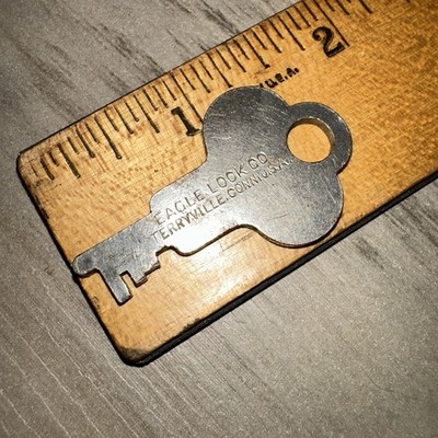 Antique Key Eagle Lock Co. Flat Key #22U4 Terryville Ct. Original