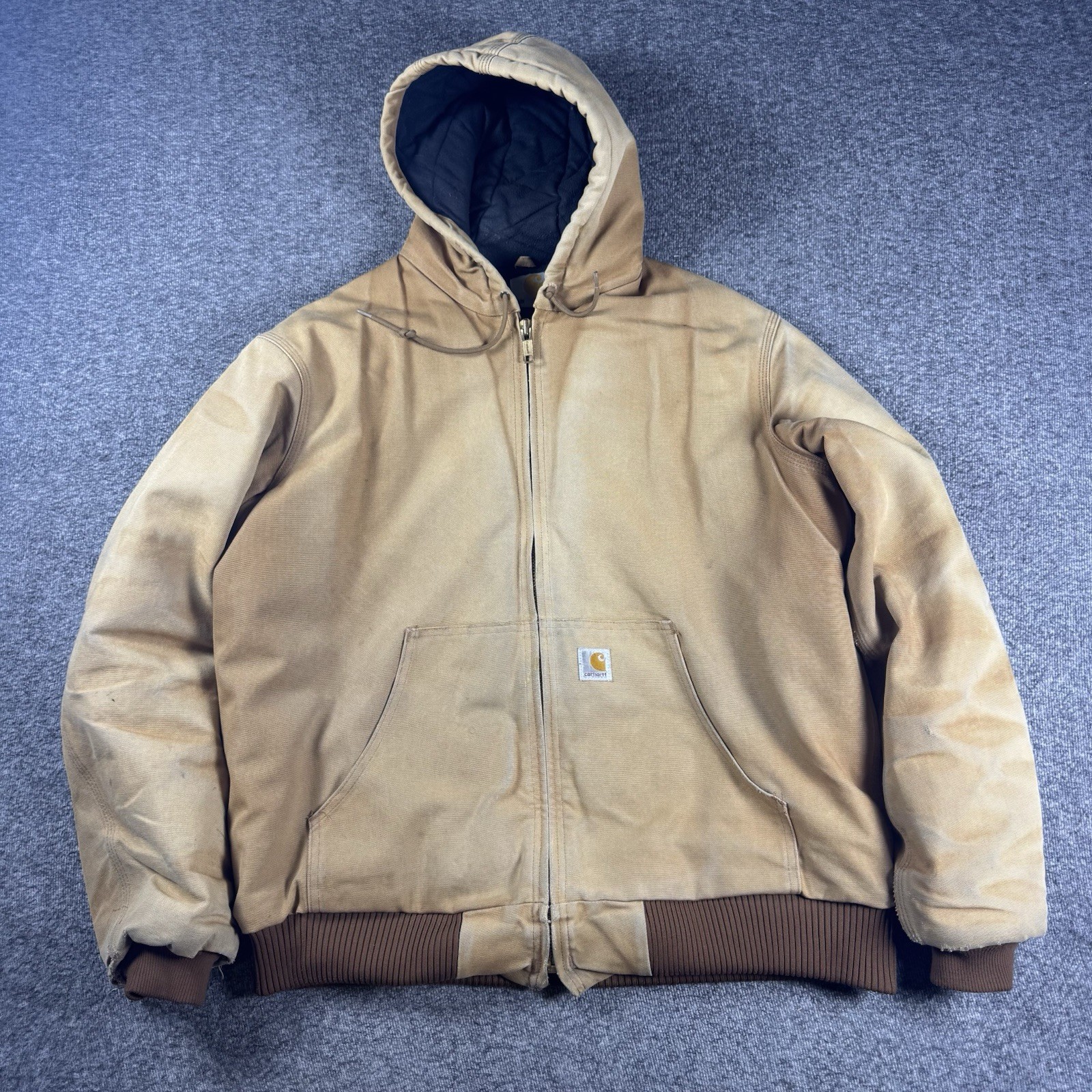 Carhartt Men's Large Brown Quilted Insulated Work Jacket J140 Made in USA