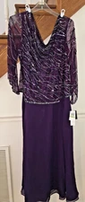 WOMENS NEW NWT JKARA PLUM PURPLE BEADED Dress MOTHER OF THE BRIDE SIZE 18W 46"