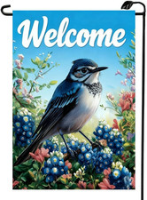 Welcome Spring Garden Flag 12X18 Double Sided, Small Burlap Farmhouse Outdoor Bl