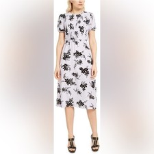 MICHAEL KORS | Lavender Purple Floral Print Pintuck Midi Dress | Medium