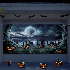 6 x 13 ft Halloween Garage Door Cover Decorations Graveyard Halloween Garage