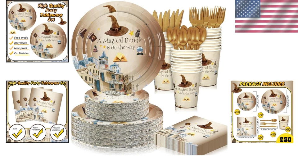 Magical Wizard Party Tableware Set - 350 Pcs - Image 2 of 4