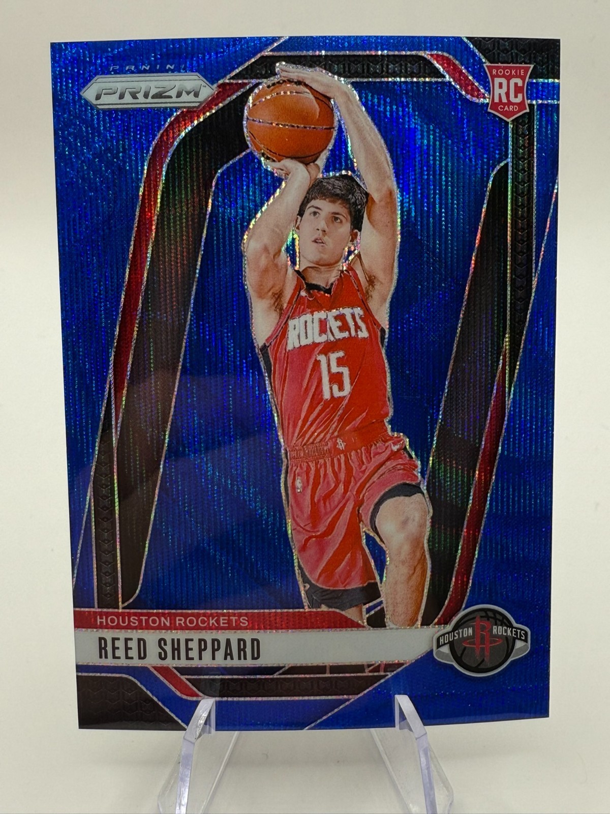 2024-25 Panini Prizm - Reed Sheppard #268 Blue Wave Prizm /125 RC Rookie Rockets