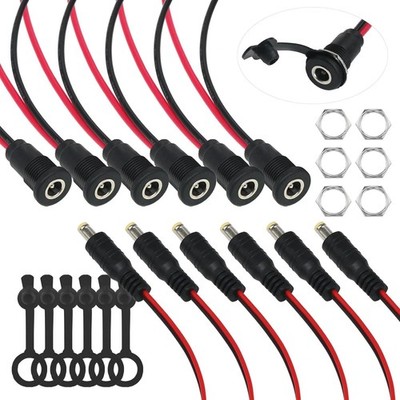 6 Sets 5.5 X 2.1Mm DC Power Jack Threaded Female Panel Mount Barrel Connector Ad
