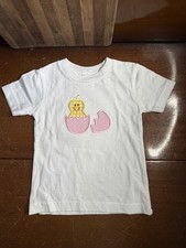 Creations Of Grace Easter Egg Embroidered Chick Tee Shirt 6-12 M Applique S/S